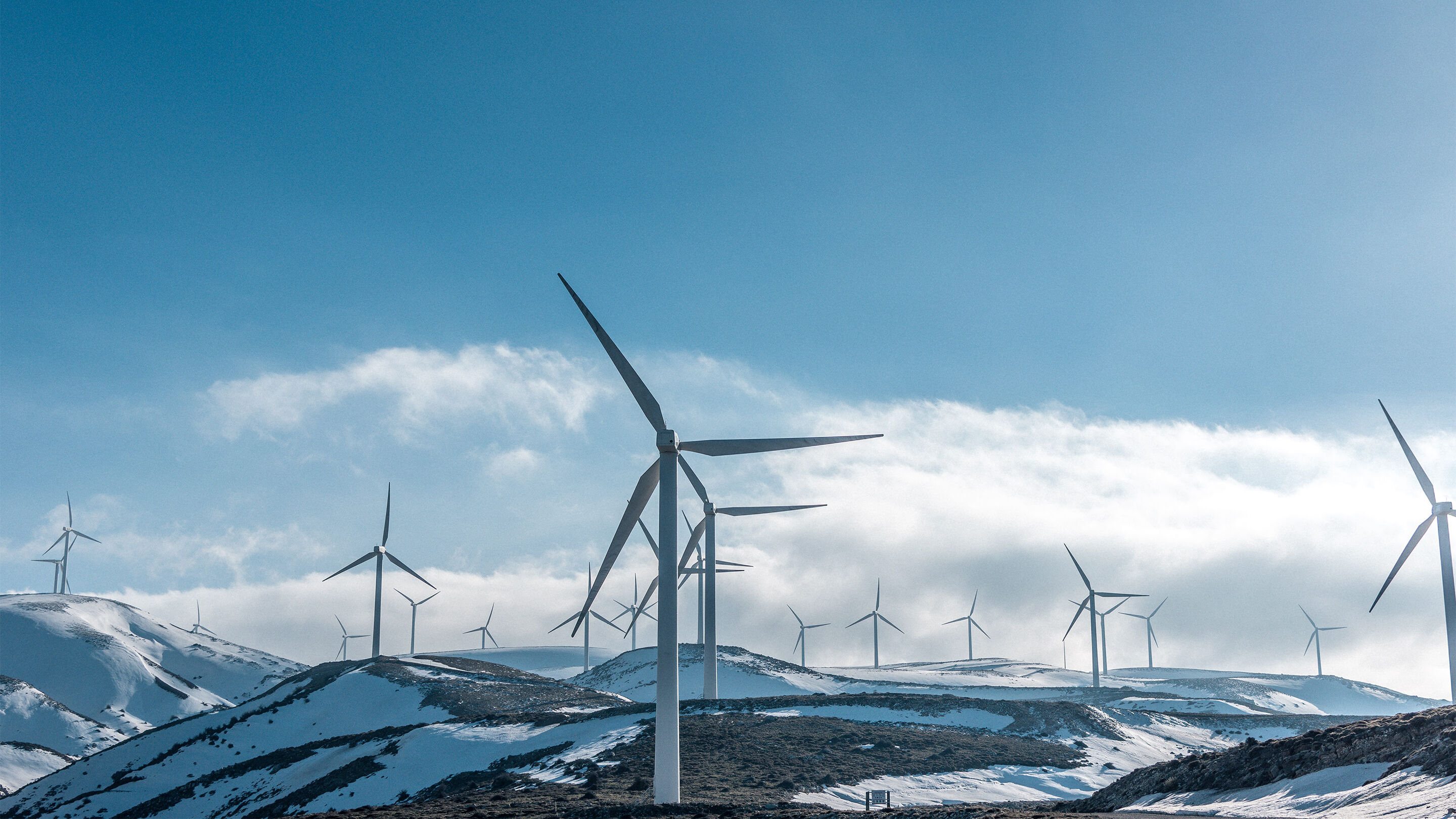 wind turbines on a mountain